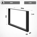 2x METALOWE NOGI 100x72 CM DO STOŁU NOGA STELAŻ RAMA PROFIL 4x8CM STAL Q235