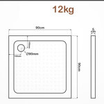 BRODZIK PRYSZNICOWY KWADRATOWY POSADZKOWY 90x90 CM AKRYLOWY BIAŁY SLIM 5 CM