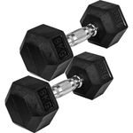 HANTLE ŻELIWNE GUMOWANE HEX 2X 8 KG TRENING