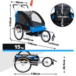 NIEBIESKA PRZYCZEPKA ROWEROWA / JOGGER 2w1 SKŁADANA PRZYCZEPA DO ROWERU