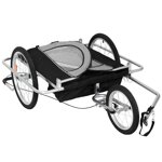 SZARA PRZYCZEPKA ROWEROWA / JOGGER 2w1 SKŁADANA PRZYCZEPA DO ROWERU