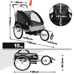 SZARA PRZYCZEPKA ROWEROWA / JOGGER 2w1 SKŁADANA PRZYCZEPA DO ROWERU